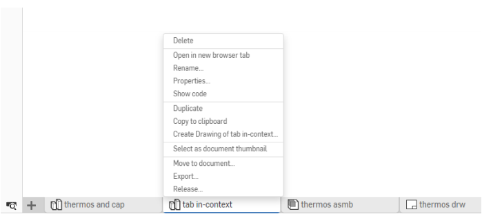 Menú de clic con el botón secundario para las pestañas de documento