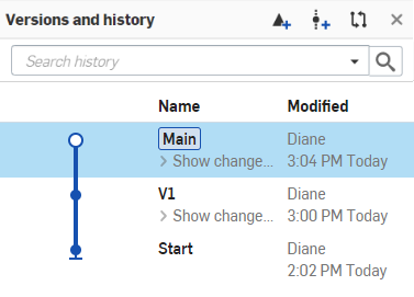 Panel de versiones e historial