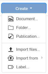 Example of Create menu
