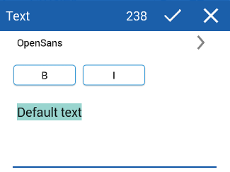 Cuadro de diálogo de texto con opciones de formato