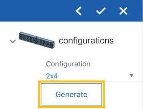 Campo de configuraciones con botón Generar en un círculo en naranja