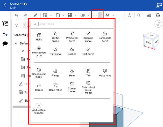 iOS: Features on the toolbar