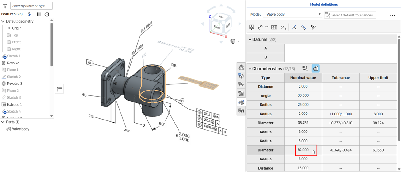 Hovering over the Nominal value cell to show cross-highlighting