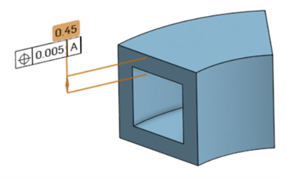 Geometric tolerance attached to a dimension