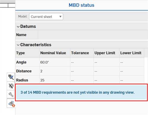 MBD status panel icon with missing references