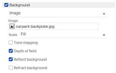 Ajustes de configuración del fondo para la imagen de la placa posterior