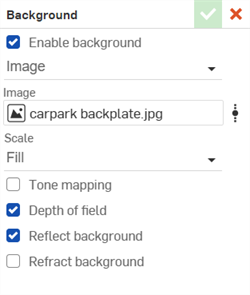Background settings for the backplate image