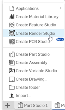 Creación de un Render Studio desde la barra de la pestaña