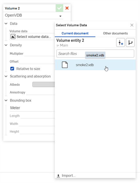 Selecting volume data