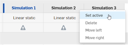 Menú contextual de la tabla de simulación
