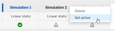 Menú contextual de la tabla de simulación