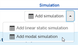 Agregue una simulación modal desde el menú desplegable Agregar simulación del panel Simulación