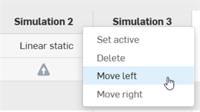 Menú contextual de la tabla de la simulación: sirve para moverse a la izquierda/derecha