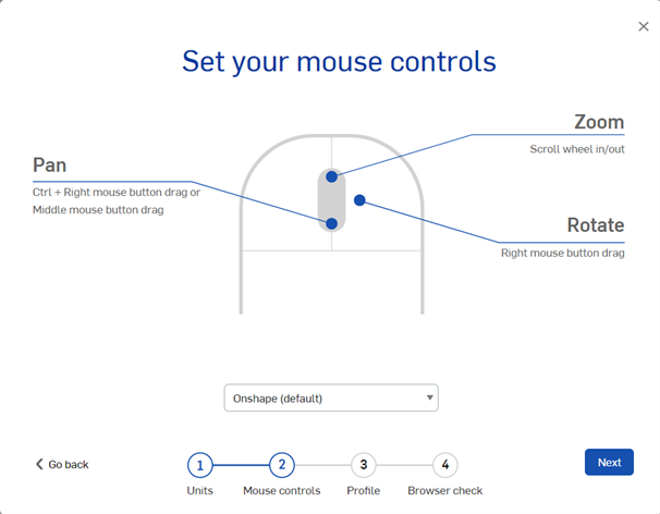 Pantalla Configurar los controles del mouse