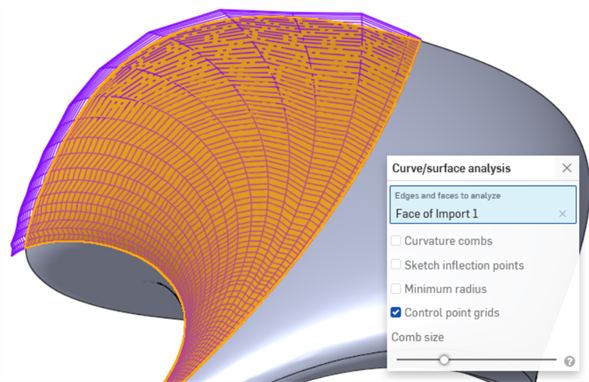 Ejemplo de cuadrícula de puntos de control densos para análisis de curvas