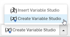 Opciones Insertar y Crear Variable Studio