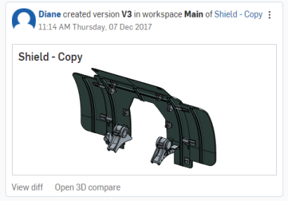 Example of viewing differences between the version thumbnails 