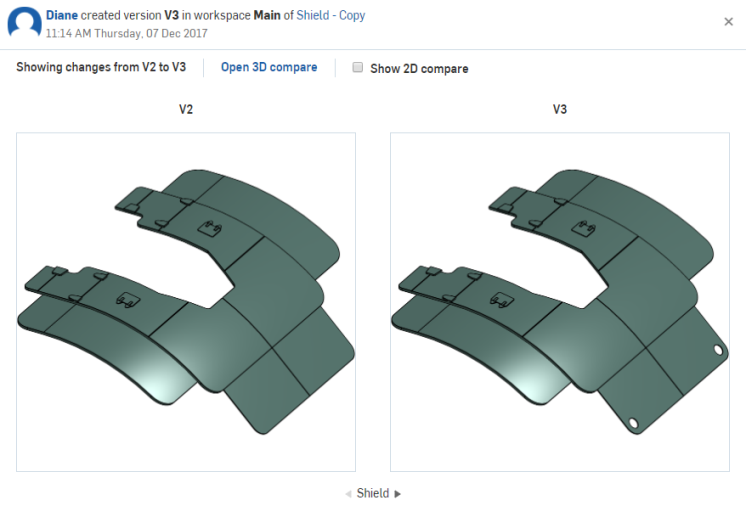 Exemple de comparaison 3D ouverte