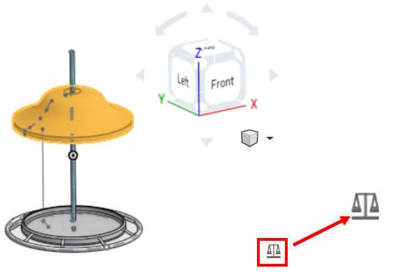 Example of Mass properties icon outlined in red