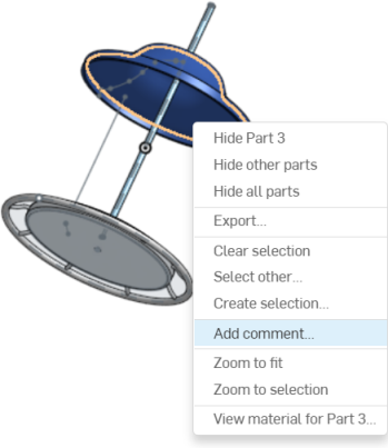 Exemple de menu contextuel accessible en cliquant avec le bouton droit dans un document avec Ajouter un commentaire... surligné