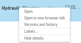 Example of right-click context menu