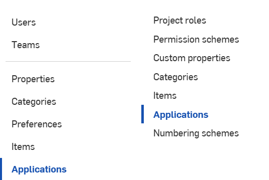 Paramètres Company / Enterprise : Applications