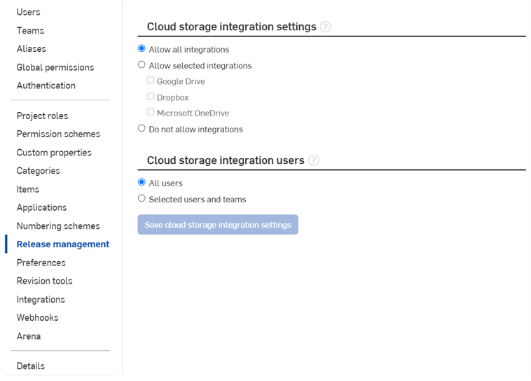 Enterprise settings: Integrations