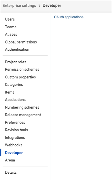 Enterprise settings: Developer