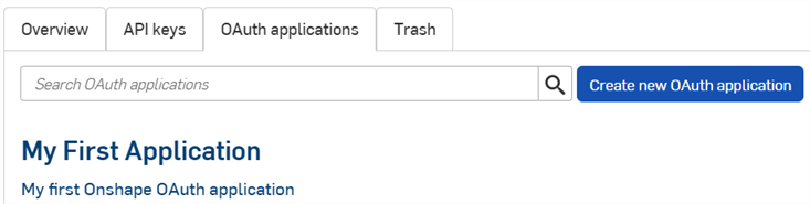 Liste des applications OAuth dans les paramètres Développeur