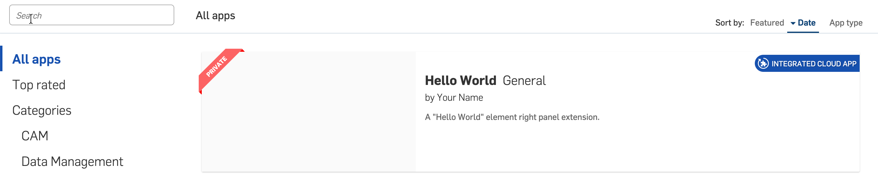 Private app in the Onshape App Store