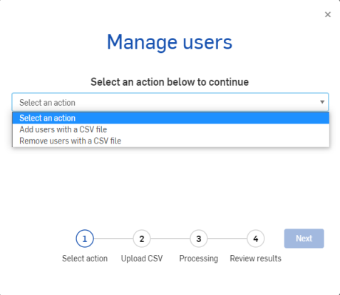 Manage users dialog box