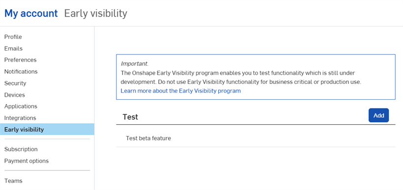 My account: Early visibility