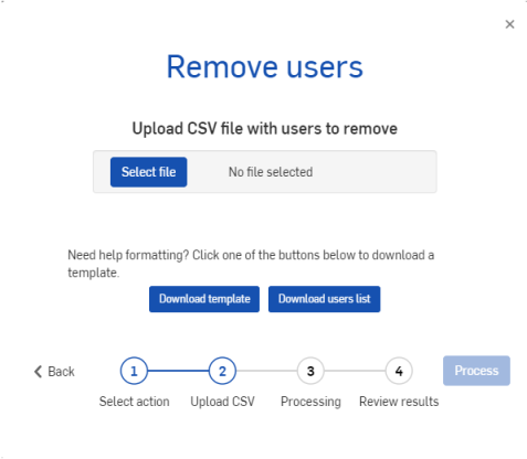 Remove users dialog box