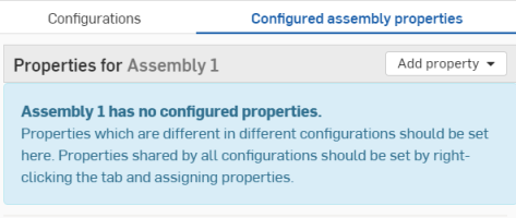 Dialog after adding a Configured assembly property