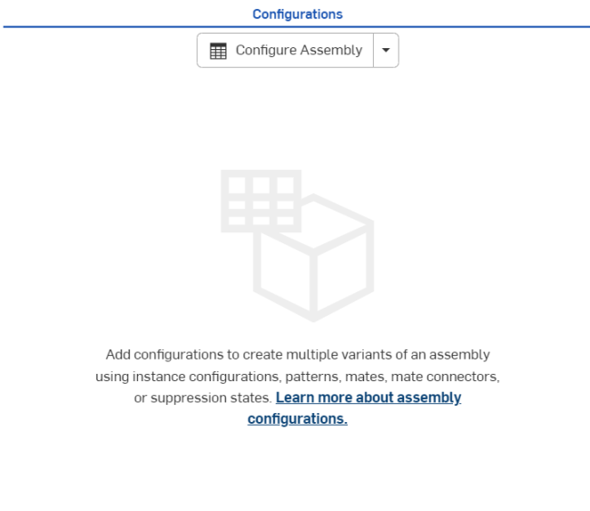 Configurations panel