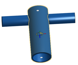 Exemple de la façon dont sur les faces cylindriques, les points d'inférence apparaissent sur l'axe de la face cylindrique et de la face cylindrique partielle