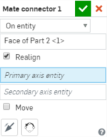 Example of how to change the orientation of the Mate connector along a primary and a secondary axis