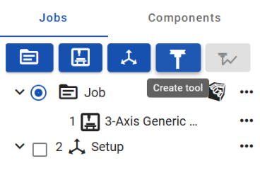 Create tool button shown in Jobs section