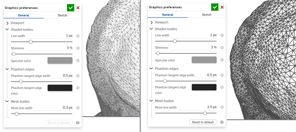 Graphics preferences: Mesh line width