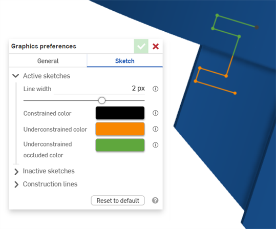 Graphics preferences: active sketch line color example