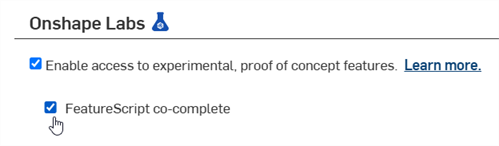 FeatureScript Co-complete checkbox
