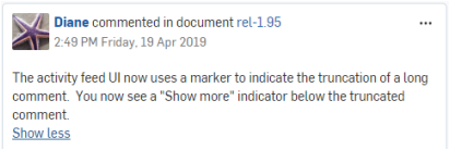 truncated comment before show more is clicked