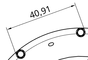 Exemple de clic et de déplacement du point d'accrochage du cercle vers un point de quadrant