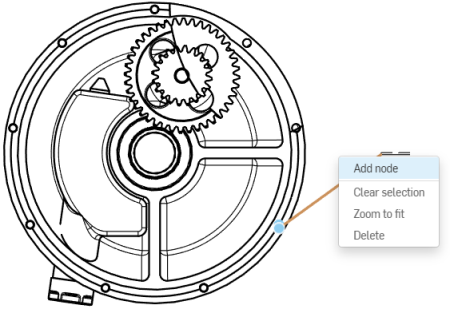 Capture d'écran d'Ajouter un nœud mis en surbrillance dans le menu contextuel d'un dessin