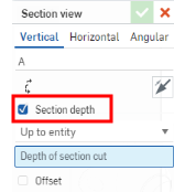 Boîte de dialogue Vue en section avec flèche pointant sur « Profondeur de section »