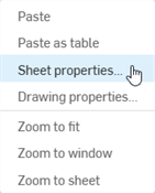 Sheet properties from the context menu