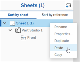 Pasting a sheet