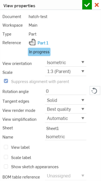 View properties dialog