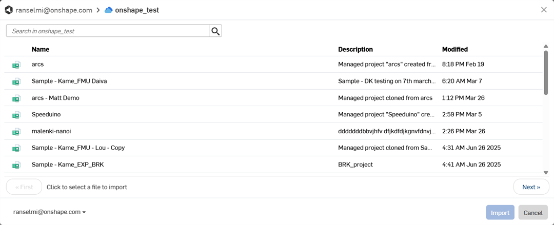 Altium 365 integration dialog: selecting a board