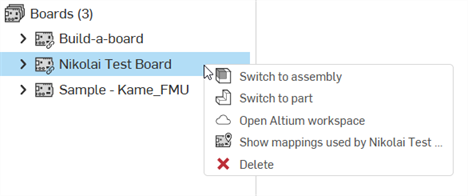Menu contextuel du tableau